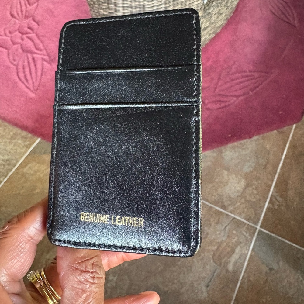 ๐ Leather Card Holder Slim Blk Wallet by Wonder Wallet w Pockets & Straps. NIB - Picture 4 of 7